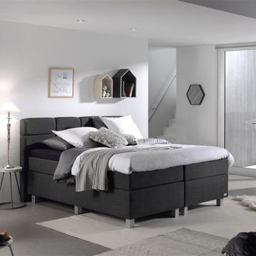 Gustavo Comfort vlakke boxspring 180x200cm antraciet met NASA topper