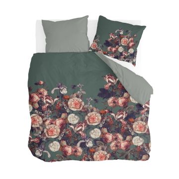 Flower Bomb dekbedovertrek 200x200cm groen