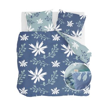 Favorite Flowers dekbedovertrek 240x220cm blauw/jade