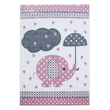 Kids Baby Olifant kindervloerkleed rechthoek 140x200cm roze