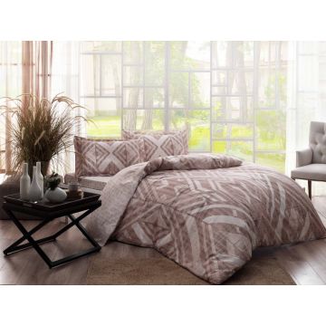Taç Avril saten çift kişilik nevresim takımı 200x220cm kahverengi