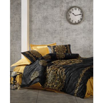 Cottonbox Saten Line çift kişilik nevresim takımı alvina gold
