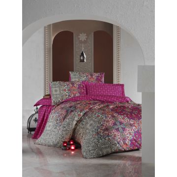 Cottonbox Saten Line çift kişilik nevresim takımı tugba fuşya