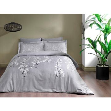 Taç Ronna saten çift kişilik nevresim takımı 200x220cm gri