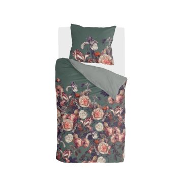 Flower Bomb dekbedovertrek 140x220cm groen
