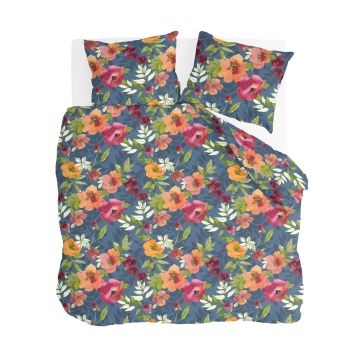 Flowering Peonies dekbedovertrek 240x220cm blauw