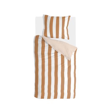 Classic Stripe dekbedovertrek 135x200cm cognac