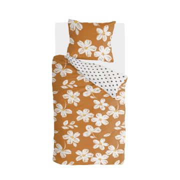 Fancy Flowers dekbedovertrek 135x200cm cognac