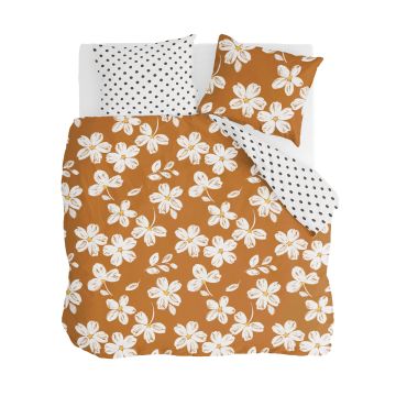 Fancy Flowers dekbedovertrek 240x220cm cognac