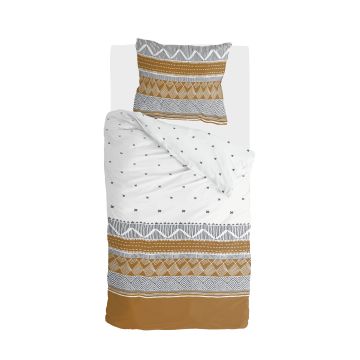 Ikat Dreams dekbedovertrek 135x200cm wit/cognac