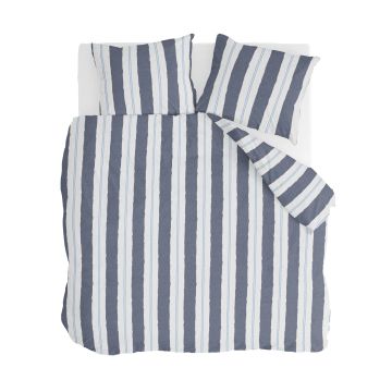 Remade Nautic Stripes dekbedovertrek 200x220cm donkerblauw