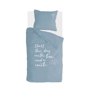 Smile with Love dekbedovertrek 155x220cm jeans blauw