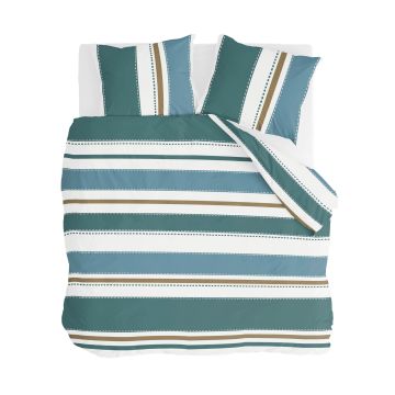 Stripes & Stitches dekbedovertrek 200x200cm groen