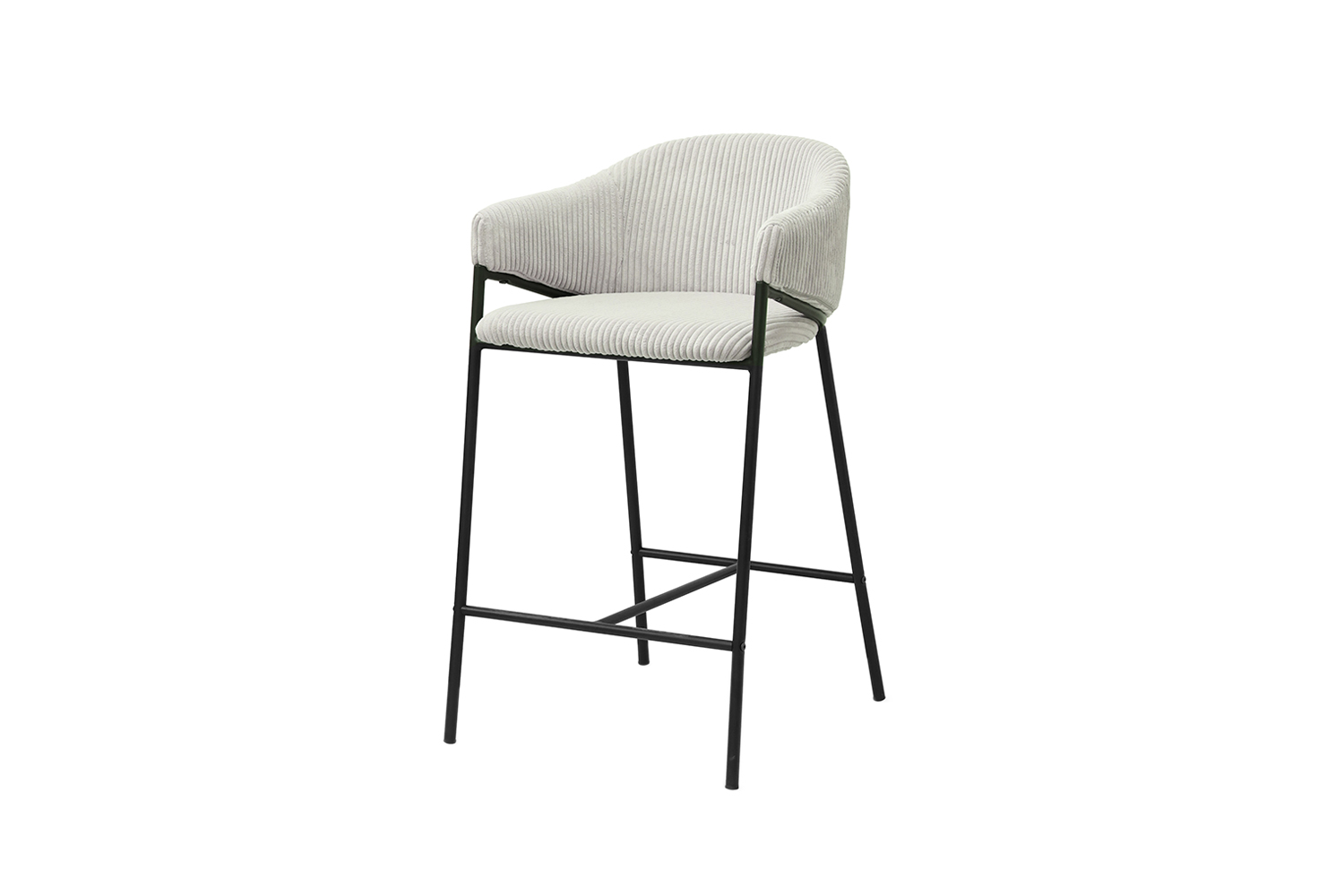 Huno Barkruk met Armleuning – Ribstof – Lichtgrijs