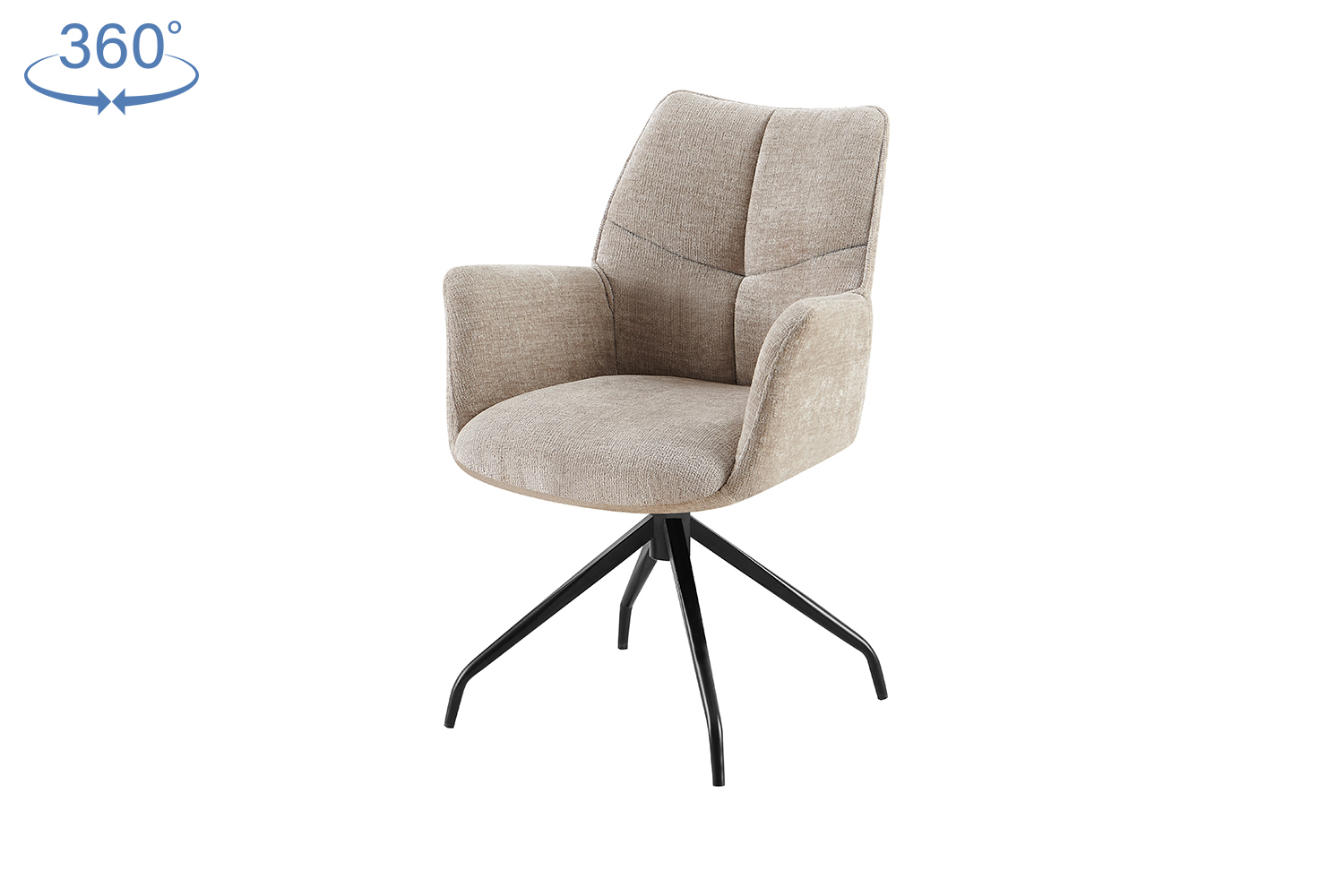 Laro Draaibare Eetkamerstoel met Armleuning – Stof – Zand