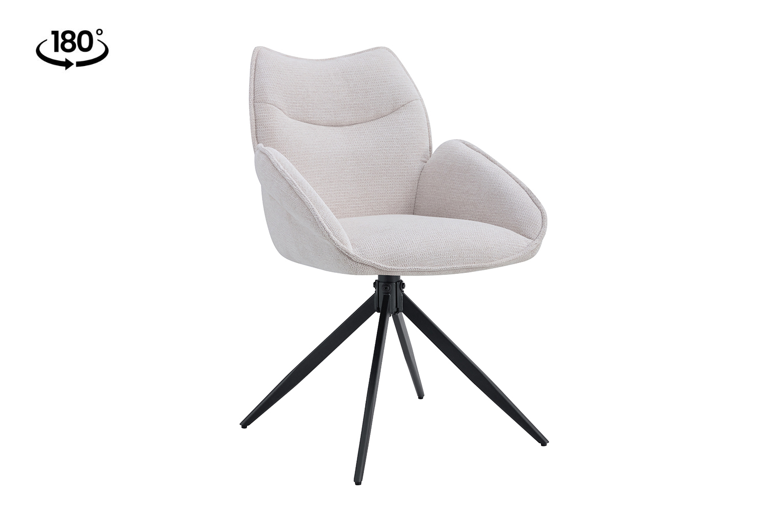 Mero Draaibare Eetkamerstoel met Armleuning – Stof – Beige