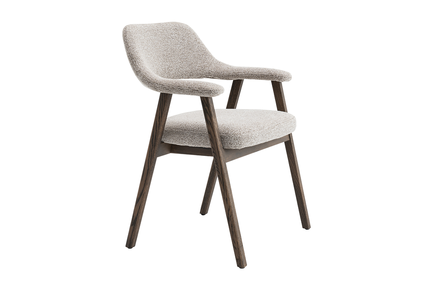 Coren Houten Eetkamerstoel met Armleuning – Gerookte Massieve Eik – Stof – Zand