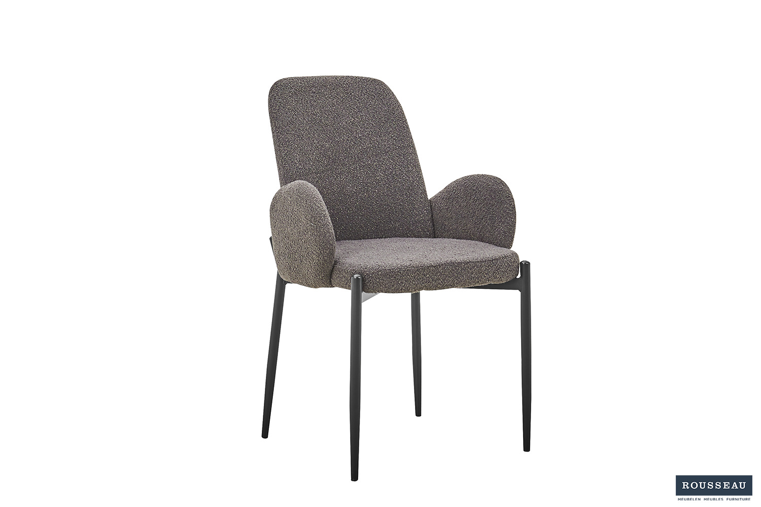 Bila Eetkamerstoel met Armleuning – Bouclé – Grijs