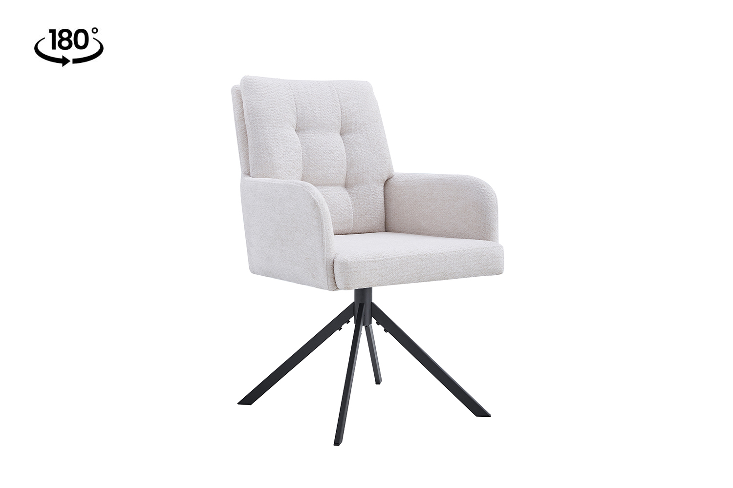 Grana Draaibare Eetkamerstoel met Armleuning – Stof – Ecru