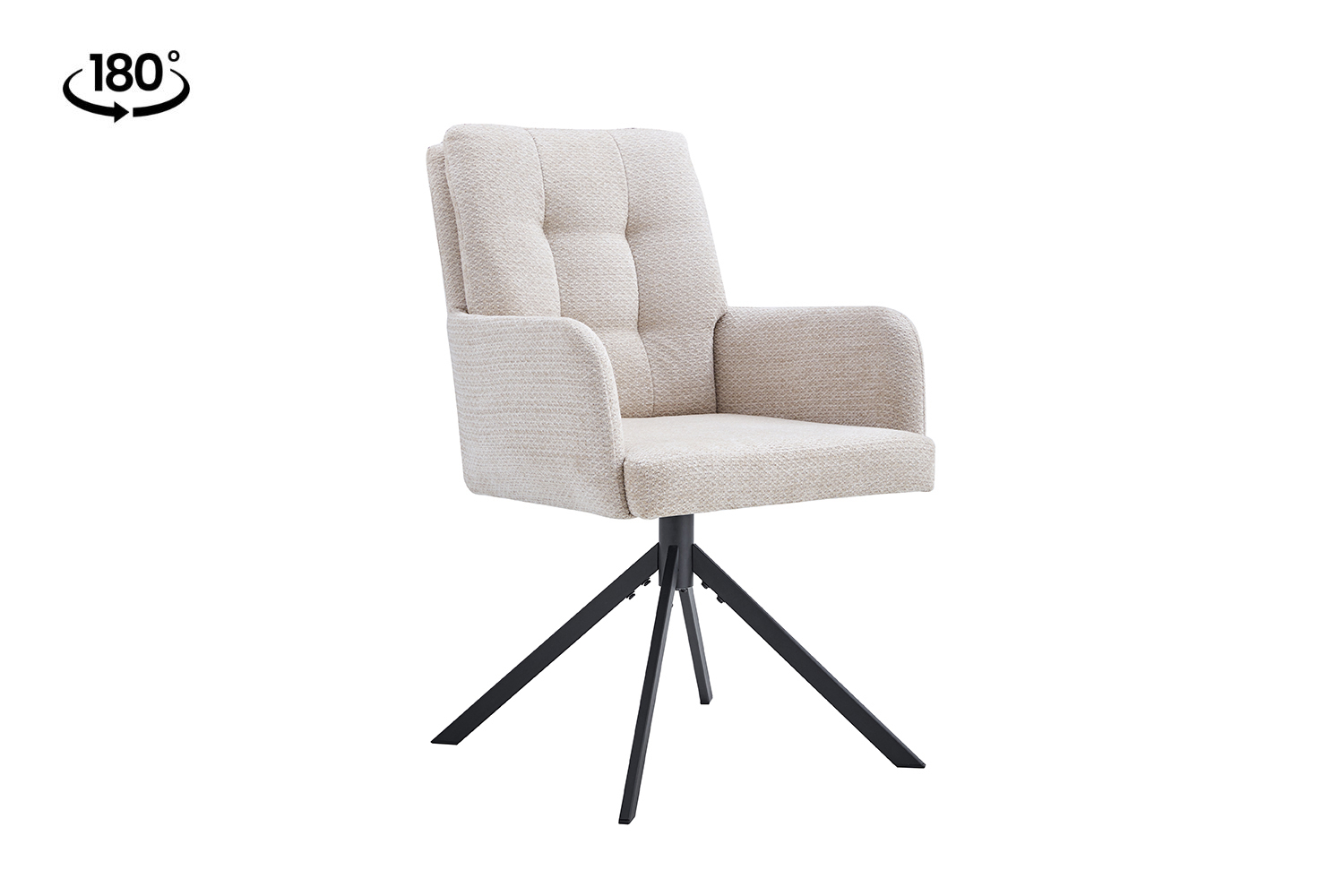 Grana Draaibare Eetkamerstoel met Armleuning – Stof – Beige