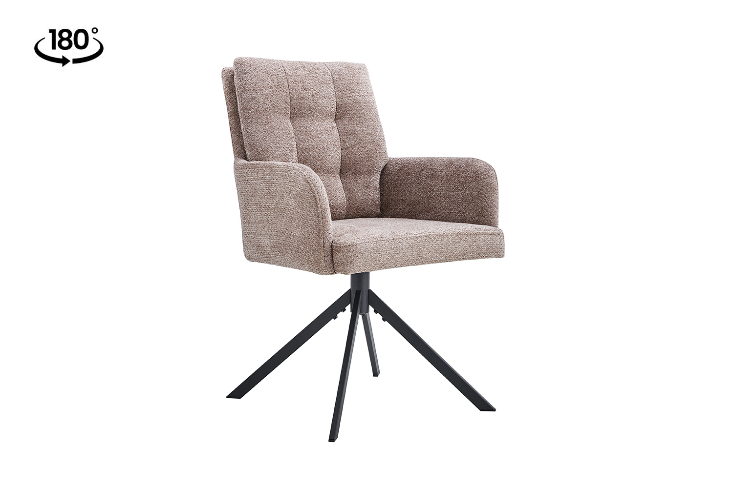 Grana Draaibare Eetkamerstoel met Armleuning – Stof – Zand