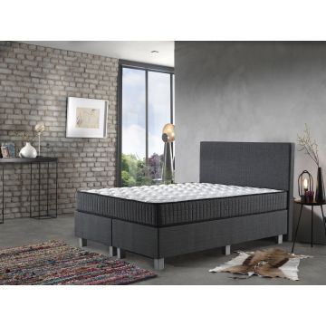 Space opbergboxspring 140x200cm antraciet met Hybrid topper