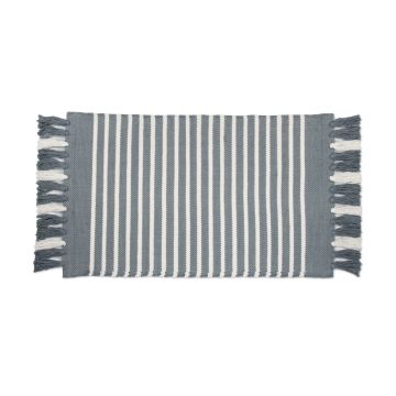 Stripes & Structure badmat 60x100cm jeans blauw/wit