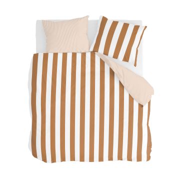 Classic Stripe dekbedovertrek 200x200cm cognac