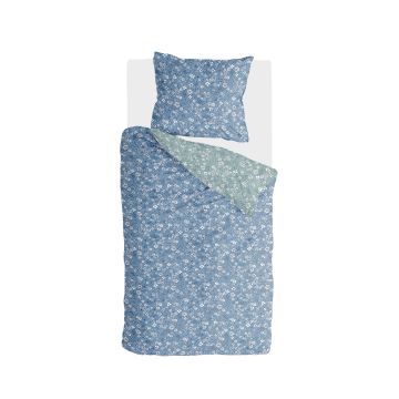 Retro Flowers dekbedovertrek 140x220cm blauw/jade