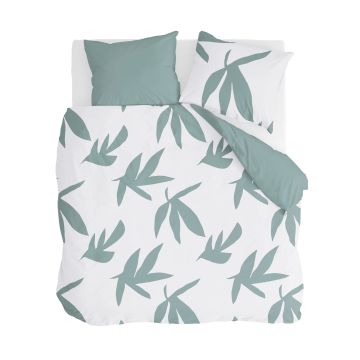 Simple Leaves dekbedovertrek 240x220cm gebroken wit/groen