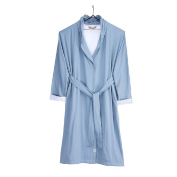 Soft Jersey Robe badjas S/M blauw/wit