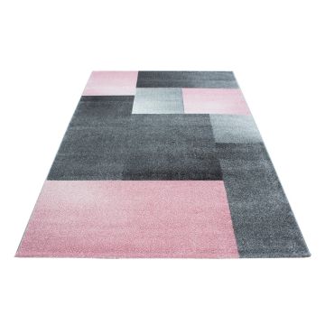 Lucca Blok vloerkleed laagpolig rechthoek 80x150cm roze