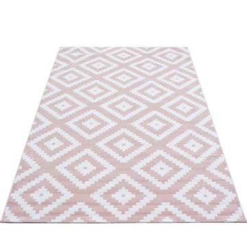 Plus Rhombus vloerkleed laagpolig rechthoek 200x290cm roze