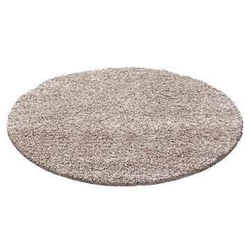 Life Shaggy vloerkleed hoogpolig rond Ø 200cm beige