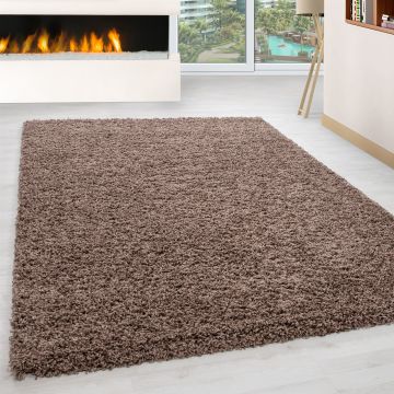 Life Shaggy vloerkleed hoogpolig loper 100x200cm mokka