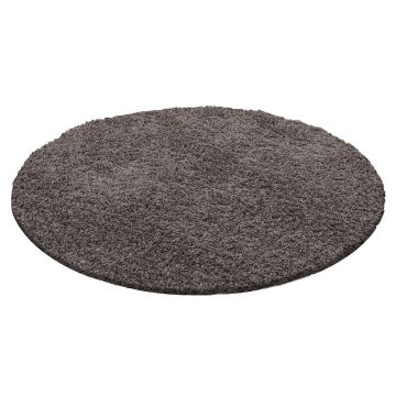 Life Shaggy vloerkleed hoogpolig rond Ø 200cm taupe