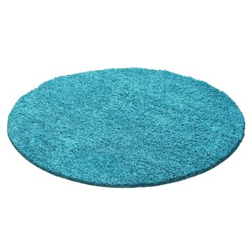 Life Shaggy vloerkleed hoogpolig rond Ø 200cm turquoise