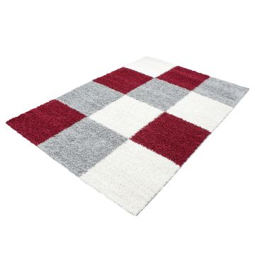 Life Shaggy Blok vloerkleed hoogpolig rechthoek 60x110cm rood