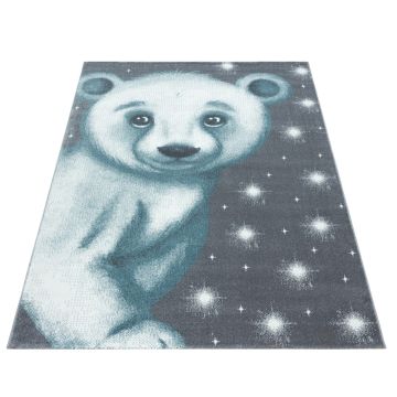 Bambi Ijsbeer kinderkamer vloerkleed laagpolig rechthoek 80x150cm blauw