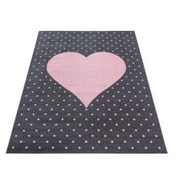 Bambi Hart kinderkamer vloerkleed laagpolig rechthoek 80x150cm roze 