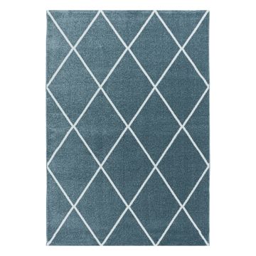 Rio Diago vloerkleed hoogpolig loper 80x250cm blauw