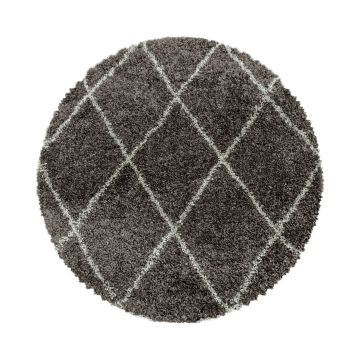 Alvor Shaggy vloerkleed hoogpolig rond Ø 120cm taupe