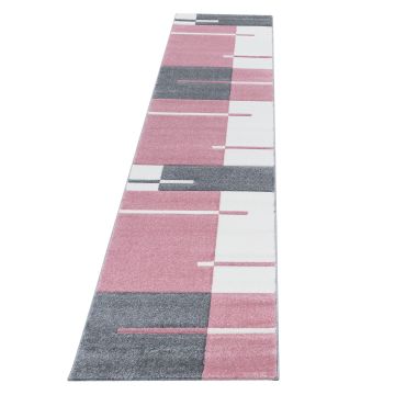 Hawaii Streep vloerkleed laagpolig loper 80x300cm roze