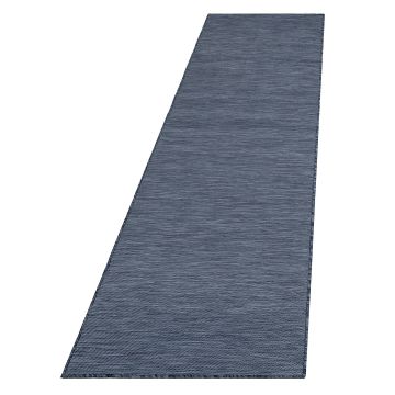 Mambo buitenkleed platgeweven loper 67x230cm blauw