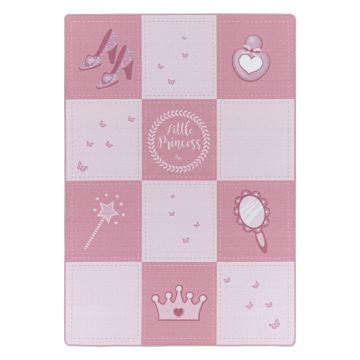 Play Little Princess antislip kinderkamer speelkleed lussenpolig rechthoek 100x150cm roze