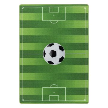 Play Voetbalveld antislip kinderkamer speelkleed lussenpolig rechthoek 100x150cm groen