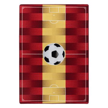 Play Voetbalveld Spanje antislip kinderkamer speelkleed lussenpolig rechthoek 100x150cm geel