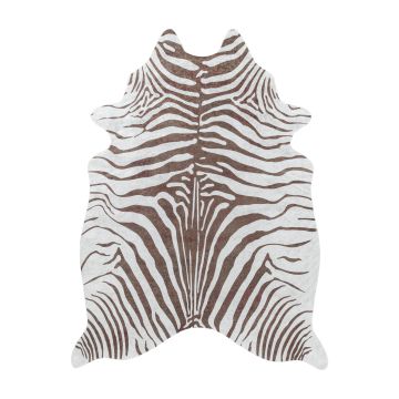 Etosha Zebra antislip vloerkleed platgeweven rechthoek 100x135cm imitatie dierenhuid bruin