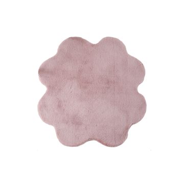 Caty Klaver effen kindervloerkleed fluffy hoogpolig 90x90cm roze