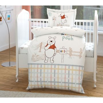 Disney Home - Winnie de Poeh & Enjoy ranforce baby dekbedovertrekset 100x150cm (gelicentieerd)